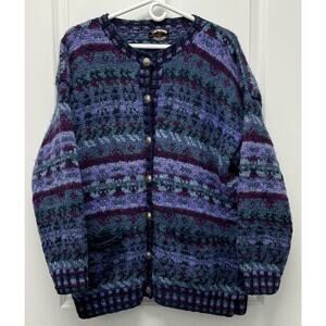 Lost Horizons Handmade In Nepal Purple 100% Kettle-Dyed Wool Sweater One Size